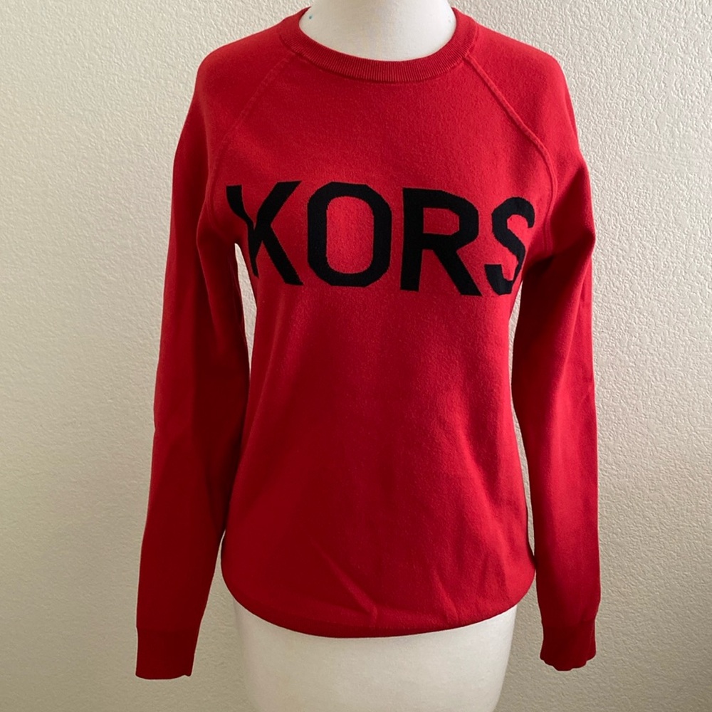 Michael‎ Kors Red Logo Crewneck Sweater